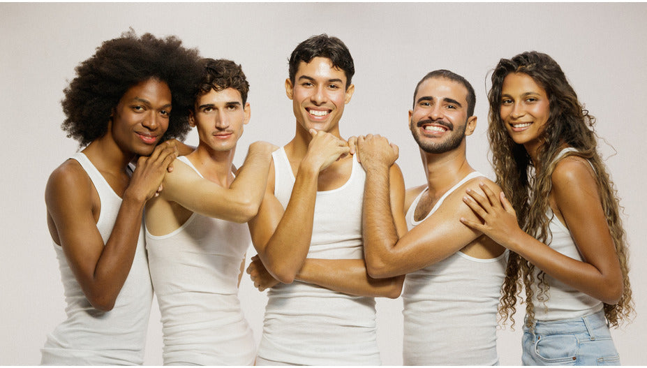 Diverse individuals enjoying Jorovi skincare beauty set for radiant skin.